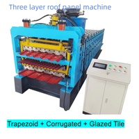 Machine de formage de tôles de toiture à triple couche personnalisable avec roulement moteur pour panneaux de toiture en acier galvanisé/coloré/aluminium PLC
