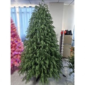 Arbre de Noël artificiel géant de 8 pieds, grandes feuilles en forme de saule, matériau PE souple, arbre de Noël tout en PE avec base rotative - Product Image 1