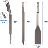 DZ Ensemble de 6 burins pour marteau perforateur électrique SDS Plus, pointe, rainure, gouge, plat, pour la sculpture sur pierre, béton, brique, roche, maçonnerie