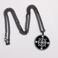 Collier Pendentif en Acier Inoxydable Gravé au Laser, Symbole Magique Vodou Veve Voodoo Kalfou Kafou Kalfu, Art, Cadeau Mignon, Cosplay