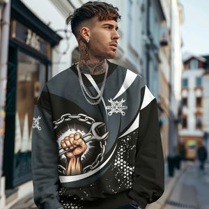 Vente chaude partout imprimé personnalisé mécanicien <span class=keywords><strong>pull</strong></span> <span class=keywords><strong>pull</strong></span> pour hommes nouveau dans le col rond coupe ample unisexe sweats hauts quantité minimale de commande bas - Product Image 4
