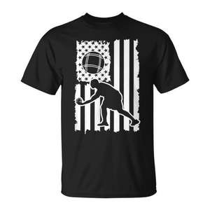 T-shirt à manches courtes en coton noir pour hommes, avec drapeau américain, USA, patriotique, Bocce Ball - Product Image 1