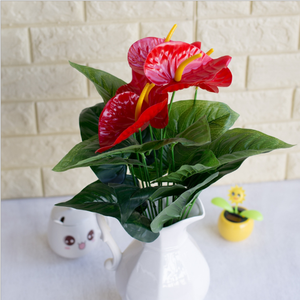 Venta <span class=keywords><strong>Directa</strong></span> de Fábrica, Flor de Anturio Artificial de Seda <span class=keywords><strong>Roja</strong></span> Hecha a Mano de Alta Calidad, Decoración para Bodas y Hogar - Product Image 3