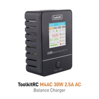 Chargeur de batterie équilibré ToolkitRC M4AC 30W 1-4S avec écran IPS AC 100-240V pour drone FPV RC