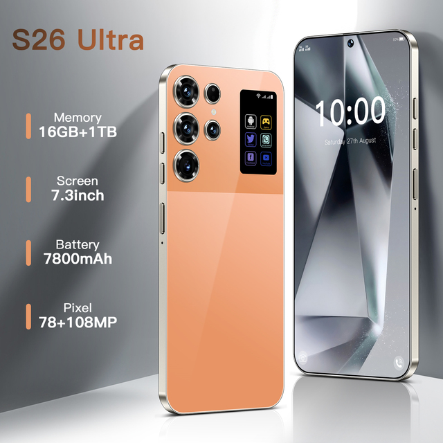 Original S26 Ultra 7.3 Inch Smartphone 16GB+1TB Unlocked Dual SIM 5G Android 14 Decacore HD Gaming Spanish 108MP 120Hz 100W