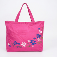 Tas Tote Kanvas Besar dengan Logo Custom, Kantong Lipat Bermotif Huruf, dan Dompet Snap dengan Kancing Tersembunyi untuk Belanja di Supermarket