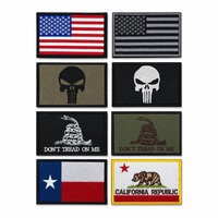 Patchs tactiques brodés drapeau américain Punisher en tissu écologique pour chapeaux, avec fixation auto-agrippante