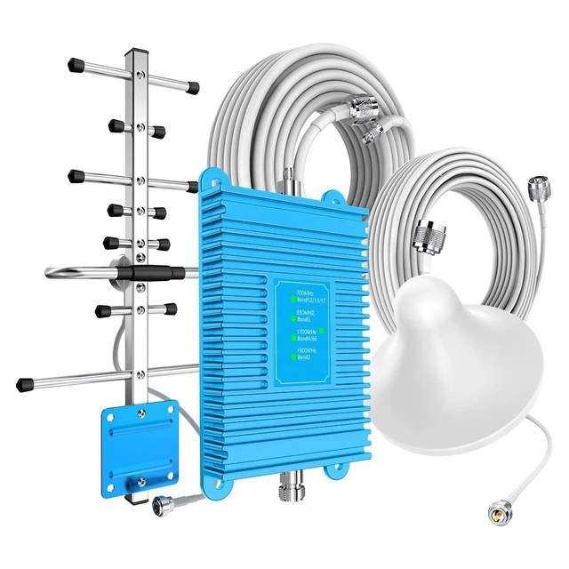 4G Signal Booster GSM 900MHz/DCS 1800MHz/WCDMA 2100MHz Mobile Repeater with 100-400 Sqm Coverage and 60-70dBi Gain