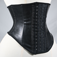 Corset serre-taille avant court et arrière long en latex, ceinture de maintien ferme pour le ventre, grande taille, noir gothique