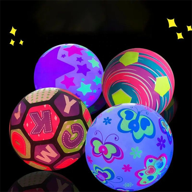 Inflatable Cordless Fitness Ball Elastic Luminous Rebound Flash Light up for Children Toy Cheap Flashing Birthday Gift