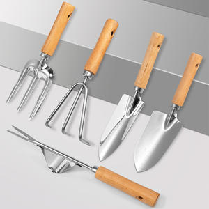 Set di Attrezzi <span class=keywords><strong>da</strong></span> Giardinaggio Portatile per la Cura delle Piante Include Paletta, Trapiantatoio, Coltivatore, Rastrello, Estirpatore, Forcone con Manico in Legno - Product Image 2