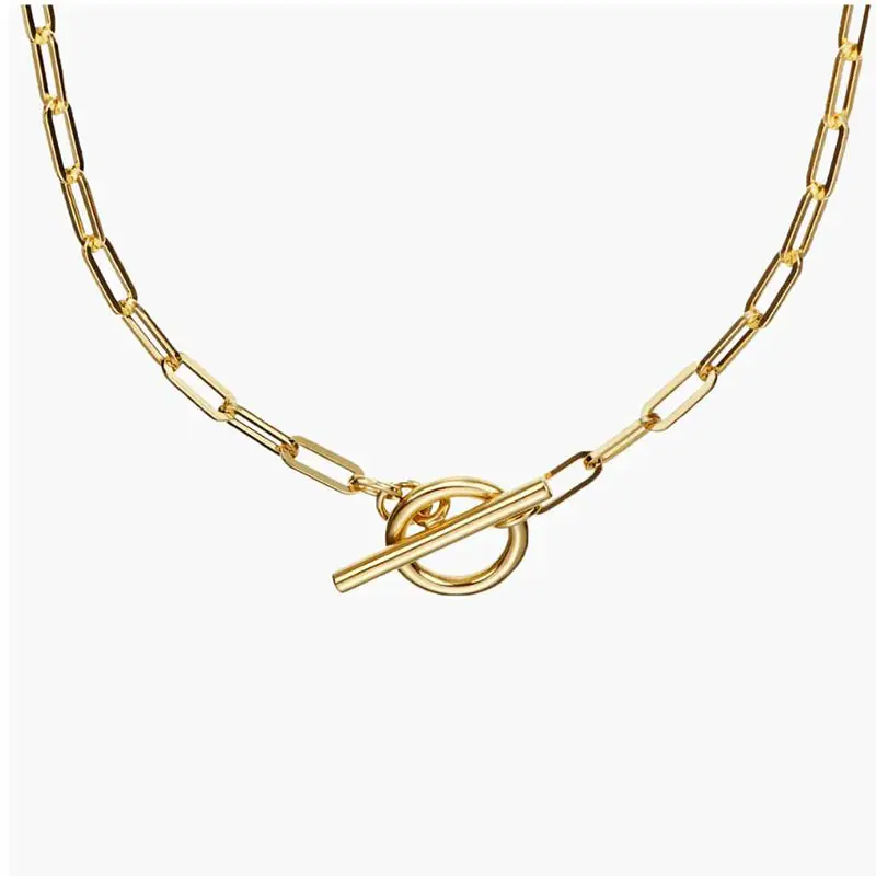 Collier à bascule en acier inoxydable plaqué or 18k, bijoux étanches sans ternissement, livraison directe