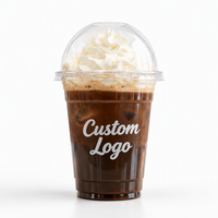 Offre Spéciale – Gobelet jetable en plastique PET avec couvercle plat ou bombé, diamètre 95 mm, 12 oz, pour café glacé, smoothies, jus, boba, thé au lait