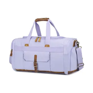 2023 Custom Weekend Duffel Bag Canvas Luggage Bag Travel Tote Bag With Shoes Compartment For Women Men