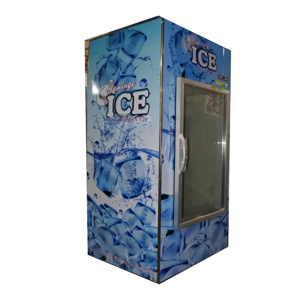 Indoor 1 Glas display für Tankstelle mit Edelstahl-Eis kühler
