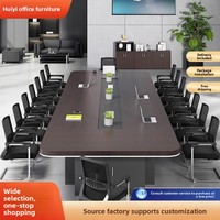 Grande table de conférence moderne et minimaliste en bambou avec chaises, ignifuge et sans peinture, idéale pour les salles de négociation