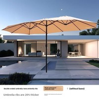 Parasol de terrasse extérieur à trois tiges, grand auvent central, pare-soleil en fer, coque en vinyle, tissu polyester imperméable 3000 mm