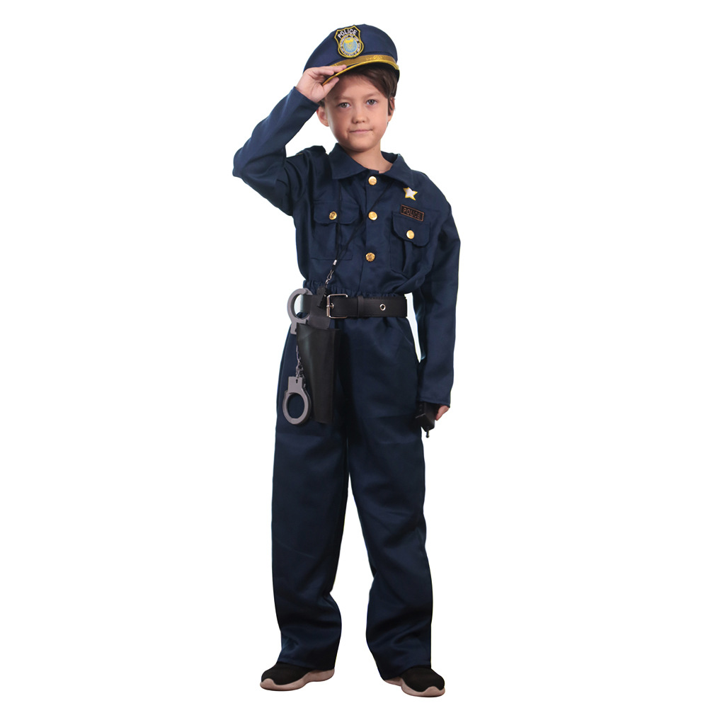 BAIGE Police Costume and Role Play Kit Boys Carnival Party Performance Fancy Dress up Halloween Costume for Boy Police Costume