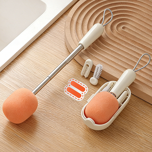 <span class=keywords><strong>Brosse</strong></span> métallique portable à long manche rétractable pour le nettoyage des biberons avec boîte de rangement et couvercle de tasse thermos éponge - Product Image 1