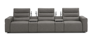 Conjunto de Asientos de Cine Profesionales en Nivel, Sofá Reclinable Eléctrico de Cuero de Lujo con Reposacabezas <span class=keywords><strong>Motorizado</strong></span> para Sala Multimedia Privada - Product Image 4
