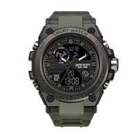 Jam Tangan Kronograf Pria Trendy Mewah Sport Digital Bercahaya Layar Ganda Cina Kalender Tahan Air 3BAR Casing Zinc Alloy