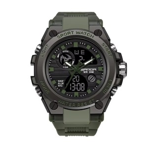 Trendy Men's Dual Display Digital Multi-Functional <b>Watch</b> with Stopwatch Alarm Shockproof Silicone Band Casual Sport Wristwatch - Product Image 1