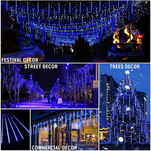 30 सेमी क्रिसमस के नेतृत्व वाली ट्यूब लाइट बारिश और उल्का शॉवर, 8 ट्यूब बारिश ड्रॉप शूटिंग सजावट - Product Image 5