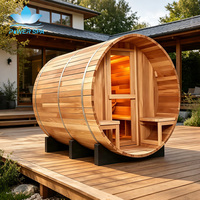 Sauna extérieur pour jardin en cèdre rouge canadien avec tuiles noires imperméables et accessoires en bois classiques