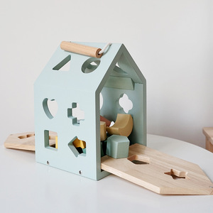 Blocchi di <span class=keywords><strong>legno</strong></span> 3D ispirati ai Montessori per <span class=keywords><strong>bambini</strong></span> di forma geometrica della casa di saggezza educativa precoce che si abbina in modo intelligente - Product Image 3