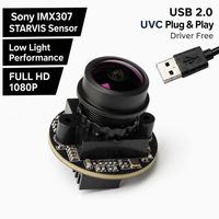 Modul Kamera Sony IMX307 STARVIS 2MP 1080P Papan PCB Bulat 24mm Lensa M12 Cahaya Rendah Plug and Play untuk Visi Mesin ADAS