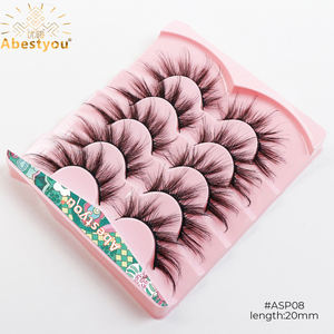 Abestyou 20mm de espesor completamente esponjoso 5 pares de pestañas cónicas dramáticas 3D pestañas de visón tenues naturales ojo de gato Mega volumen pestañas falsas - Product Image 3