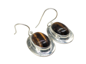 ต่างหูหินไทเกอร์อายธรรมชาติทำมือสุดหรู เงินแท้ 925 ต่างหูแบบห้อย แฟชั่นสำหรับผู้หญิง ขายส่งเครื่องประดับ - Product Image 3