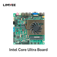 LIMYEE Neues Industrielles Embedded-Motherboard MAX 96GB Eingebauter Lüfter-Kühler 125H 155H Ultra 5/ Ultra 7 Dünnes Mini-ITX-Mainboard