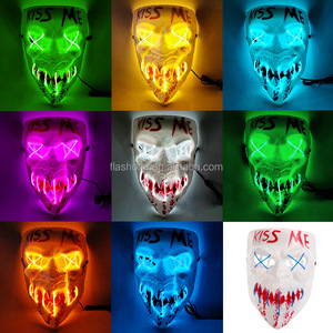 Light up EL Wire LED Kiss Me Masque lumineux <span class=keywords><strong>Thriller</strong></span> Full Face Masquerade pour Halloween Party Supplies Horror Prop - Product Image 2