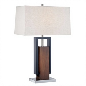 Lampadaire moderne en bois avec abat-jour Empire en papier blanc, base E26/E27, source lumineuse LED, câble AC, protection oculaire, blanc chaud 2700K, CRI 90 élevé - Product Image 1
