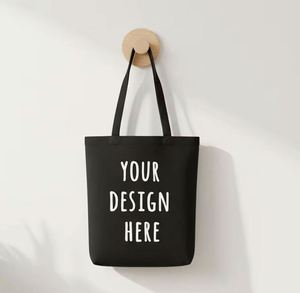 Recyclable Plain Cotton Canvas Shopping Tote <b>Bag</b> with Custom Logo Printed Letter Pattern Style - Product Image 1