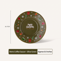 Ensemble de tasses et soucoupes à café de Noël en gros avec cuillère dorée, motif Joyeux Noël, mignon service à thé de Noël, cadeau de Noël