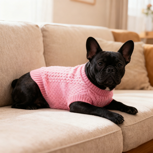 سترة للكلاب، بلوفر للجراء، ملابس للحيوانات الأليفة مخصصة، ناعمة ودافئة للشتاء، مصنوعة يدويًا بالكروشيه، محبوكة بلون واحد وصديقة للبيئة - Product Image 4