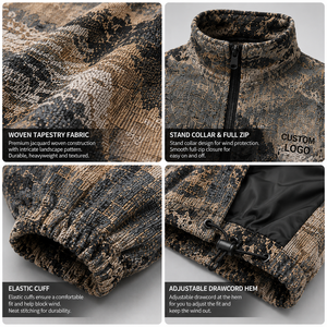 Chaqueta de tapicería tejida a medida, chaqueta vintage con cremallera de jacquard, ropa de calle, fabricante OEM ODM - Product Image 3