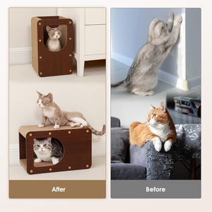Griffoir pour chat en carton personnalisé, griffoir en carton ondulé pour chats d'intérieur, tapis de griffage pour chaton, brun foncé - Product Image 4