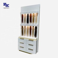 Meubles de salon de coiffure sur mesure, présentoir mural pour extensions de cheveux avec éclairage LED, présentoir de magasin de perruques