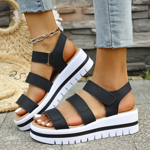 Women Summer Thick-Soled Wedge <b>Sandals</b> Large European and American Beach <b>Sandals</b> Platform Roman <b>Sandals</b> - Product Image 1