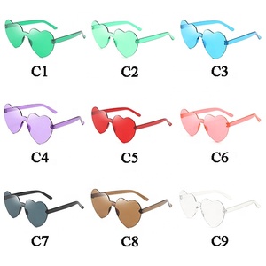 Personalizado sin montura favores de la boda color fiesta gafas de una pieza corazón gafas de sol rojo rosa amor corazón en forma de gafas de sol al por mayor - Product Image 6