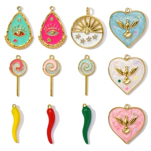 SH58 Abalorios de moda para joyería DIY de Navidad, con diseños de gota de aceite, corazón, ojo de la suerte y ángel, para fabricantes - Product Image 1