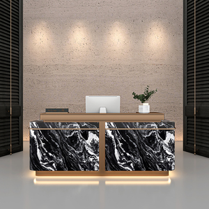 Escritorio de recepción de laca de lujo y luz moderna para empresa salón de belleza Hotel clínica médica y dental como mesa de cajero - Product Image 4