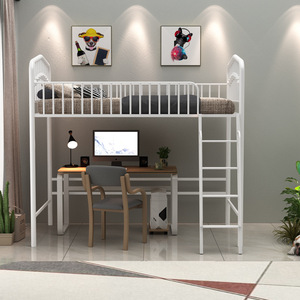 Letto a Castello in Ferro con Scrivania Integrata, Design Salvaspazio per Camera da Letto, Appartamento e Dormitorio - Product Image 6
