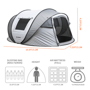 USA Warehouse 2026 Summer Hot Sale White Gray Pop Up Boat Tent 4-6 Person <b>Camping</b> Shelter Outdoor Travel Tent - Product Image 2