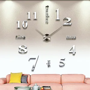 豪华亚克力贴纸家居装饰数字现代挂钟大DIY 3D钟表挂钟Reloj Pared石英