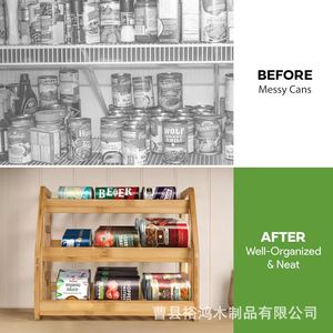 Étagère de rangement en bois à 3 niveaux avec séparateurs flexibles et inclinaison intelligente pour l'organisation du comptoir de cuisine - Product Image 3