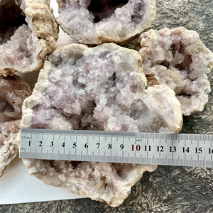 Yeni varış toptan yüksek kalite doğa ham kristal pembe ametist Geode küme satılık - Product Image 4